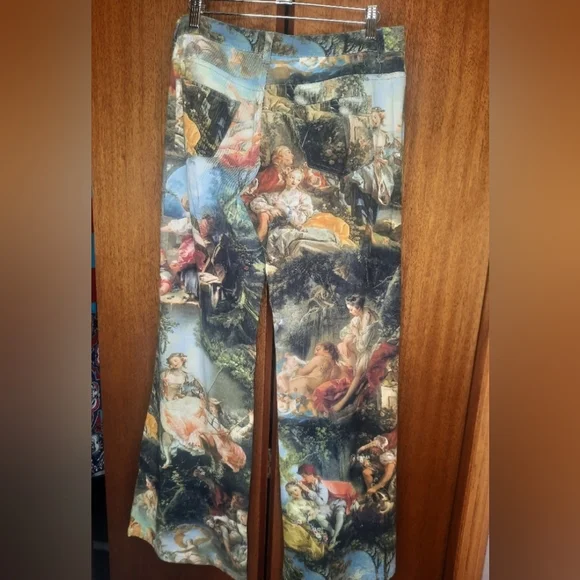 ISO Dolls Kill Wide Leg Pants with Multicolor Renaissance Print - Picture 6 of 6